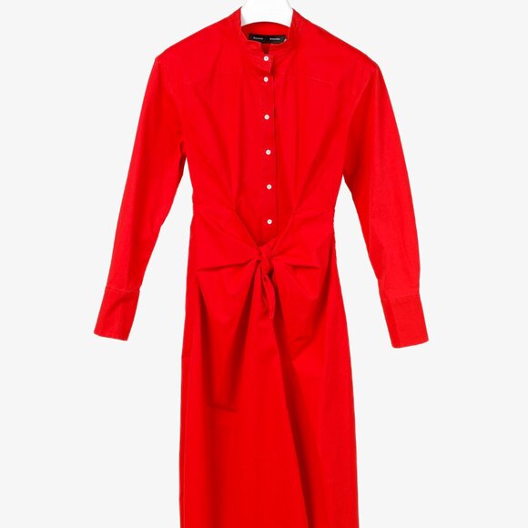 Proenza Schouler Resort 2019 Poppy Poplin Tie-Waist Shirtdress - Picture 2 of 13